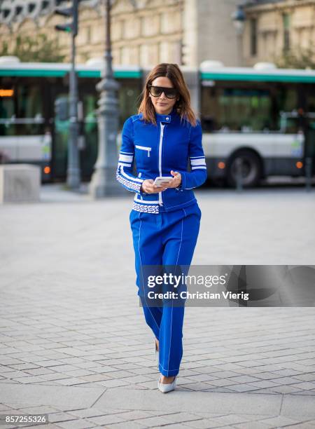 Guest seen outside Louis Vuitton during Paris Fashion Week Spring/Summer 2018 on October 3, 2017 in Paris, France.