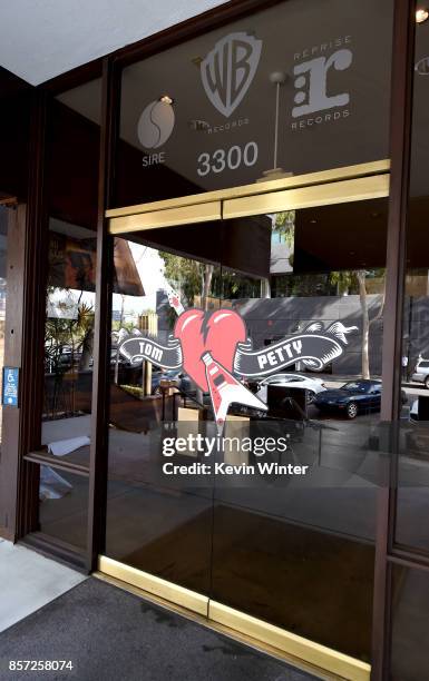 Tribute to musician Tom Petty is shown at Warner Bros. Records on October 3, 2017 in Burbank, California. Petty died on October 2, 2017 at the age of...