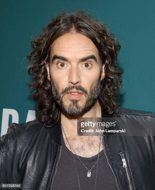 Russell Brand signs copies of his new book "Recovery: Freedom From Our Addictions" at Barnes & Noble Union Square on October 3, 2017 in New York City.