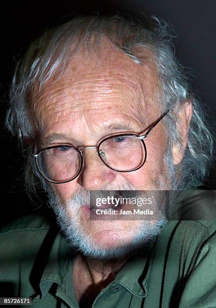 Czech photographer Josef Koudelka during press conference for the opening of the exhibition 'Invasion Prague 68' at the Tlatelolco Cultural Center on...
