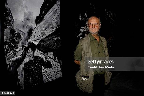 Czech photographer Josef Koudelka during press conference for the opening of the exhibition 'Invasion Prague 68' at the Tlatelolco Cultural Center on...