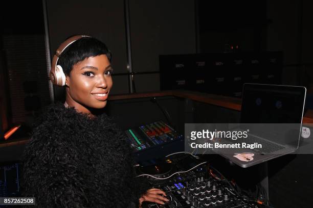 Olivia Dope DJs at the Keyshia Ka'Oir "A Toast To The Mane Event" in New York on October 3, 2017 in New York City.