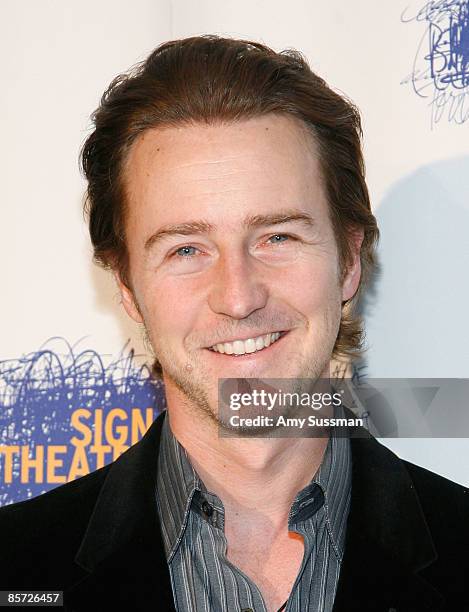 Actor Ed Norton attends the 2009 Signature Theatre Company gala at Espace on March 30, 2009 in New York City.
