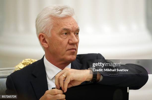 Russian billionaire and businessman Gennady Timchenko attends the council on sport development at the Kremlin Palace in Moscow, Russia. October 2017....