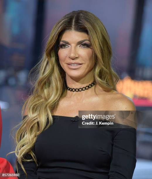 Television personality Teresa Giudice visits "Extra" at H&M Times Square on October 3, 2017 in New York City.