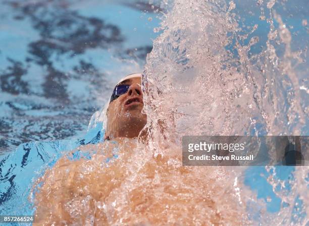 Benoit Hout of Canada swims the 100 metres backstroke as the Para-swimming athletes compete in the Para-Swimming Canadian Open at the Toronto Pan Am...