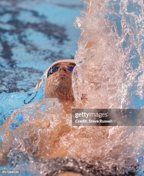 Benoit Hout of Canada swims the 100 metres backstroke as the Para-swimming athletes compete in the Para-Swimming Canadian Open at the Toronto Pan Am...