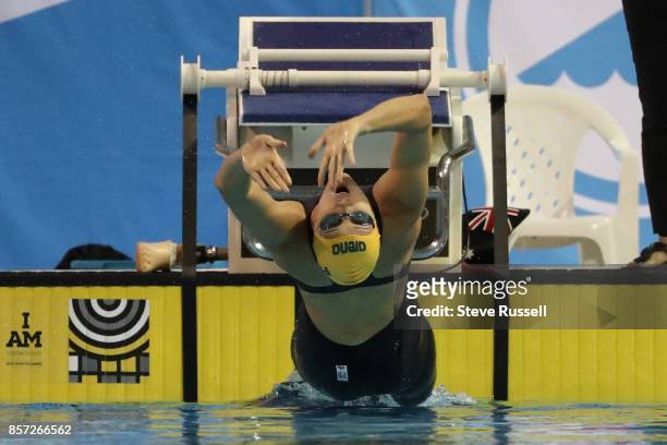Ellie Cole of Australia prepares to race in the 100 metre backstroke at the Para-swimming athletes compete in the Para-Swimming Canadian Open at the...