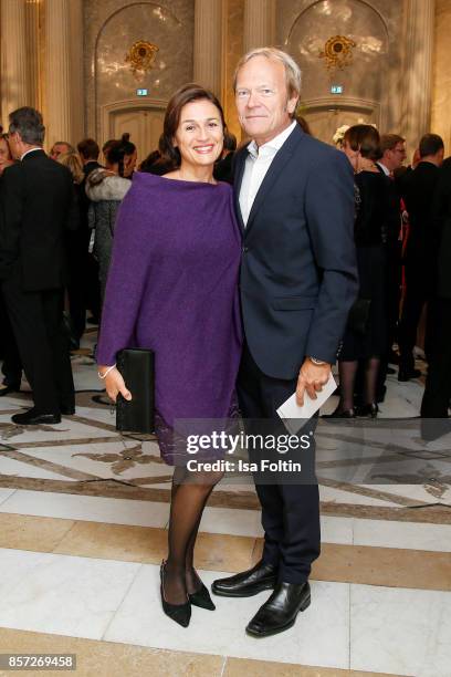 German presenter Sandra Maischberger and her husband Jan Kerhart during the Re-Opening of the Staatsoper Unter den Linden on October 3, 2017 in...