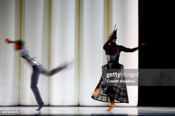 Dancers perform for the full dress rehearsal of "La Belle", a creation by French dancer and choreographer Jean-Christophe Maillot for the Monte-Carlo...