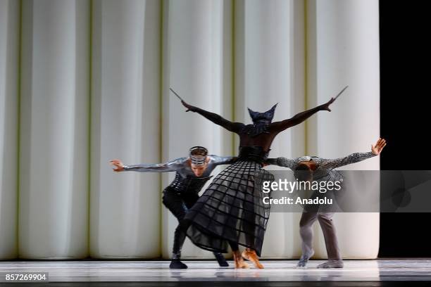 Dancers perform for the full dress rehearsal of "La Belle", a creation by French dancer and choreographer Jean-Christophe Maillot for the Monte-Carlo...