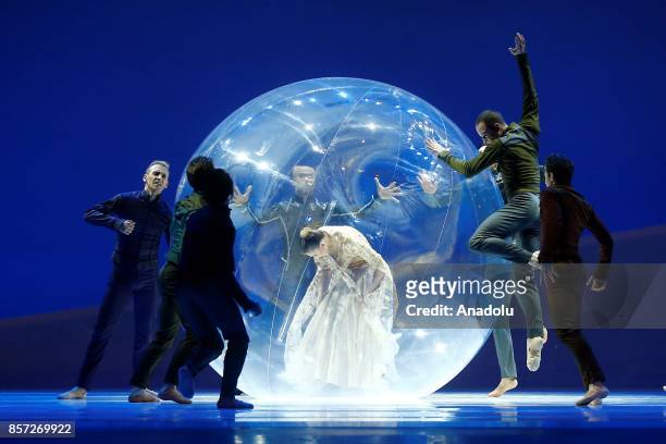 Dancers perform for the full dress rehearsal of "La Belle", a creation by French dancer and choreographer Jean-Christophe Maillot for the Monte-Carlo...