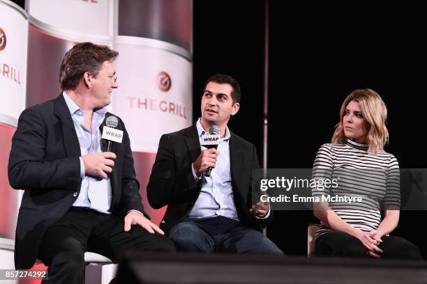 Co-Founder & CEO, Emagispace, Noel Maxam, CEO, Tubi TV, Farhad Massoudi, and Comedian/Actress/Vlogger, Grace Helbig speak onstage at TheWrap's 8th...