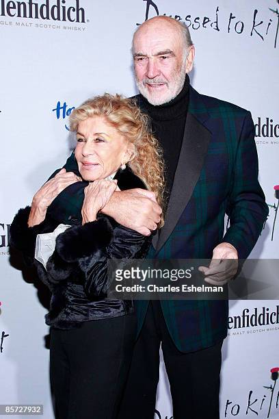 Actor Sir Sean Connery and wife Micheline Roquebrune attend the "Dressed To Kilt" charity fashion show benefiting Friends of Scotland at M2 Lounge on...