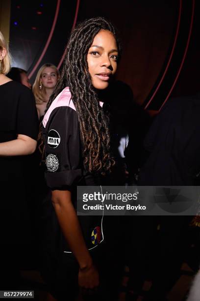 Naomie Harris attends the Miu Miu aftershow party as part of the Paris Fashion Week Womenswear Spring/Summer 2018 at Boum Boum on October 3, 2017 in...