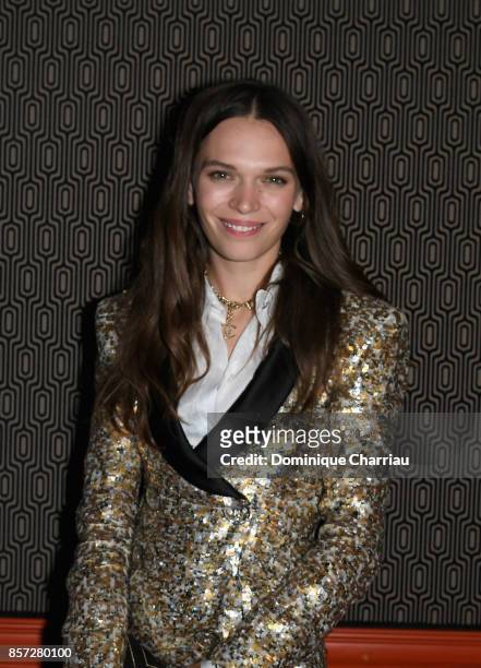 Anna Brewster attends the Miu Miu aftershow party as part of the Paris Fashion Week Womenswear Spring/Summer 2018 at Boum Boum on October 3, 2017 in...