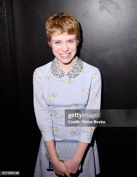 Sophia Lillis attends the Miu Miu aftershow party as part of the Paris Fashion Week Womenswear Spring/Summer 2018 at Boum Boum on October 3, 2017 in...