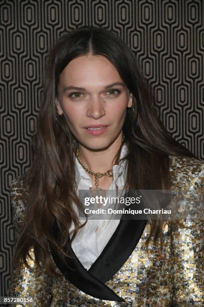 Anna Brewster attends the Miu Miu aftershow party as part of the Paris Fashion Week Womenswear Spring/Summer 2018 at Boum Boum on October 3, 2017 in...