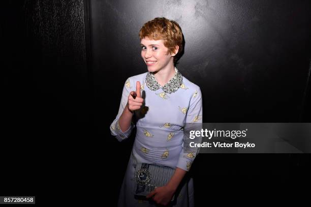 Sophia Lillis attends the Miu Miu aftershow party as part of the Paris Fashion Week Womenswear Spring/Summer 2018 at Boum Boum on October 3, 2017 in...