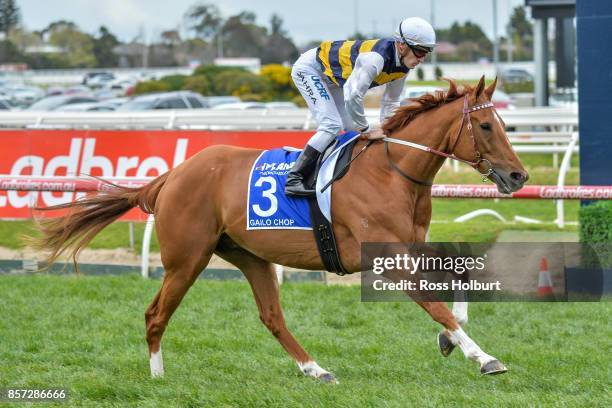 /h3/ ridden by /j3/ before the /r7/ at Caulfield Racecourse on October 01, 2017 in Caulfield, Australia.