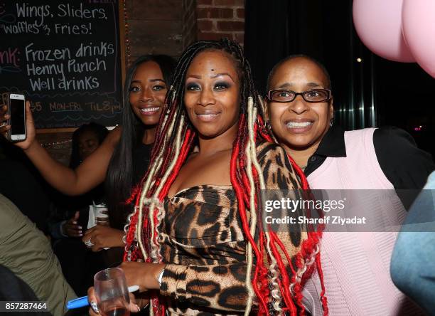 Yandy Smith, Wahida Clark and Sunshine Smith-Williams attends The Pink Panther Clique book release party hosted by Yandy Smith at Manhattan Brew &...
