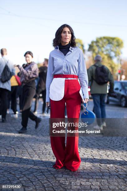 Deborah Reyner Sebag is seen attending Chanel during Paris Fashion Week wearing Chanel on October 3, 2017 in Paris, France.