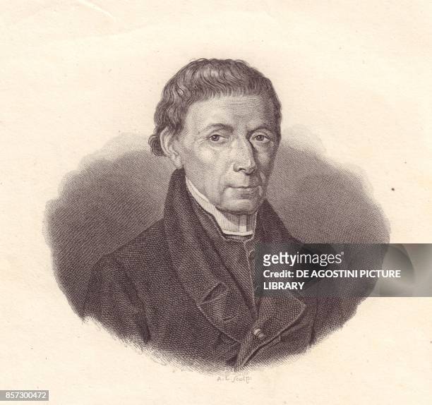 Portrait of the Italian mathematician and astronomer Barnaba Oriani , copper engraving from the frawing by Demarchi, from Iconografia italiana degli...