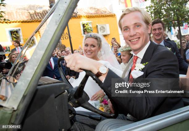 Marie-Gabrielle of Nassau and Antonius Willms attend their wedding on September 2, 2017 in Marbella, Spain.