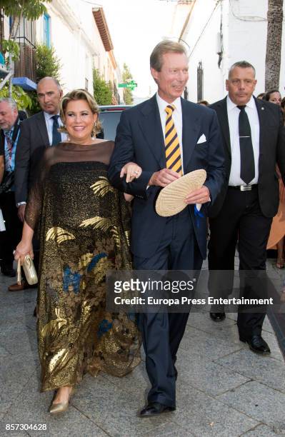 Grand Duke Henri of Luxembourg and Grand Duchess Maria Teresa of Luxembourg from The Grand Ducal Family of Luxembourg, are seen attending the wedding...