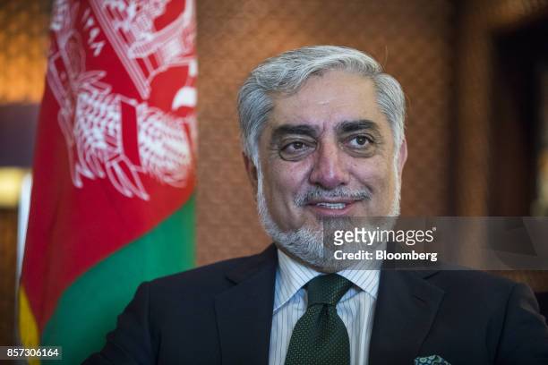 Abdullah Abdullah, Afghanistan's chief executive, speaks during an interview in New Delhi, India, on Friday, Sept. 29, 2017. U.S. President Donald...