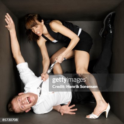 Young pair fighting Young pair fighting
