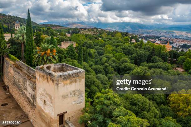 the alhambra at granada spain - alcazaba von alhambra stock-fotos und bilder