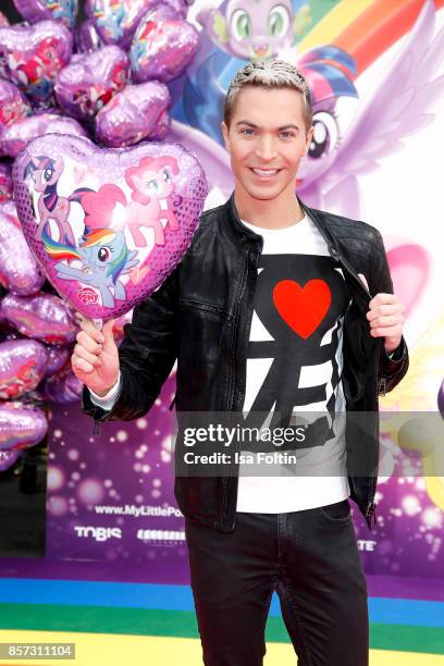 German singer Julian David attends the 'My little Pony' Premiere at Zoo Palast on October 3, 2017 in Berlin, Germany.