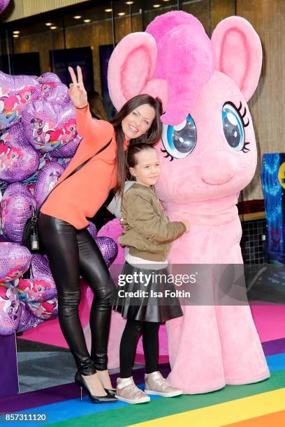 Singer Kate Hall with her daughter Kate Hall and her daughter Ayana Haley Hall-Soost attend the 'My little Pony' Premiere at Zoo Palast on October 3,...