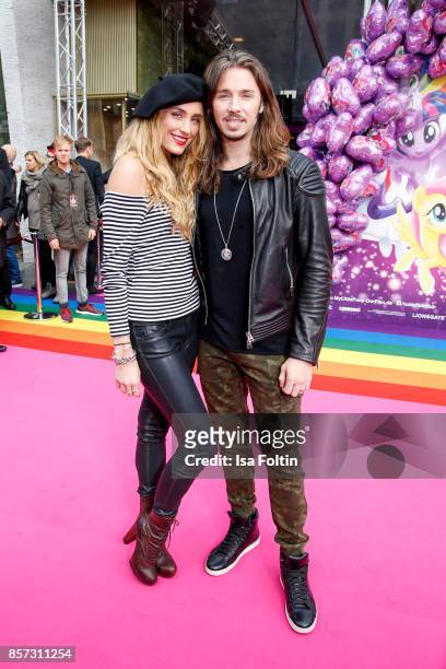 German singer Gil Ofarim and his wife Verena Brock attends the 'My little Pony' Premiere at Zoo Palast on October 3, 2017 in Berlin, Germany.