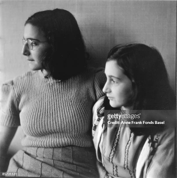 Sisters Margot and Anne Frank who lived in concealed rooms during the Nazi occupation of Amsterdam, circa 1941.