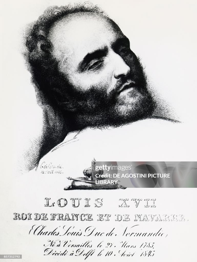 Portrait of Karl Wilhelm Naundorff (1785-1845), the most famous and stubborn of the many who claimed to be the Dauphin of France, on his deathbed in Delft, August 12, 1845, engraving