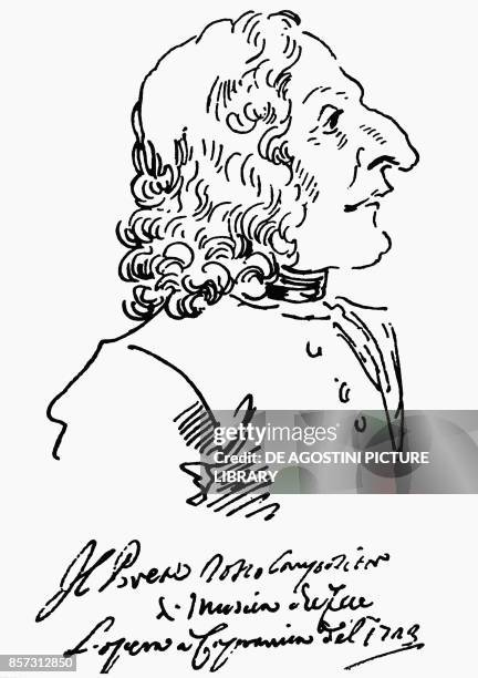 Caricature of Antonio Lucio Vivaldi Italian composer and violinist, bearing the inscription 'The Red Priest composer of music that did the opera in...