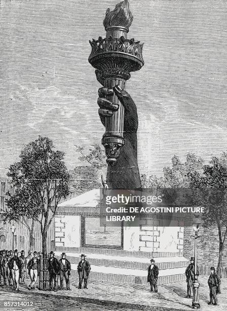 Inauguration of part of the Statue of Liberty in Madison Square, New York engraving from a sketch by Auguste Bartholdi, United States of America,...