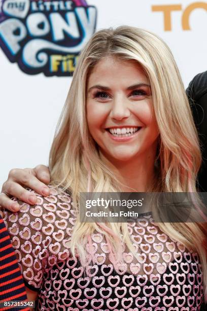 Swiss singer Beatrice Egli attends the 'My little Pony' Premiere at Zoo Palast on October 3, 2017 in Berlin, Germany.