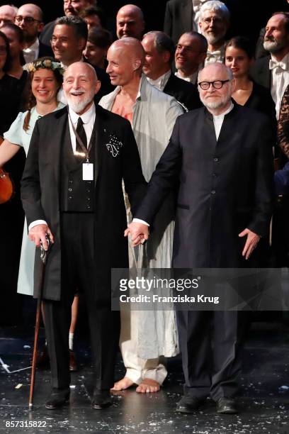 Markus Luepertz, German painter, graphic artist, sculptor and publicist, Juergen Flimm, outgoing director of Staatsoper and the ensemble of the...