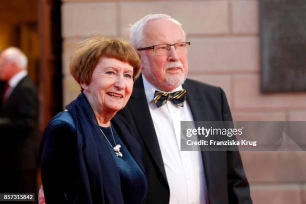 Lothar de Maiziere and his wife Marianne Strodt attend the Re-Opening of the Staatsoper Unter den Linden on October 3, 2017 in Berlin, Germany.