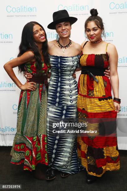 Sky Larrieux, Amel Larrieux and Sanji Larrieux attend the Coalition Against Trafficking In Women's 2017 Gala, Game Change: A Night of Celebration at...