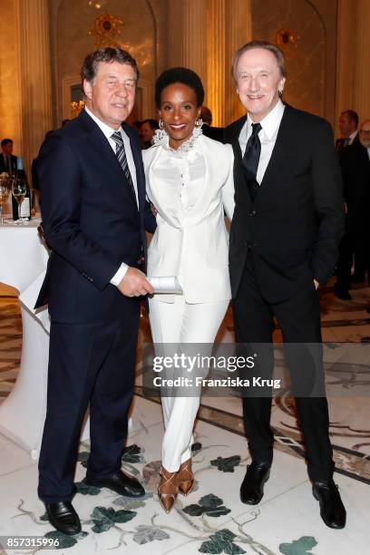 Otto Rehhagel, Lindiwe Suttle and Marius Mueller-Westernhagen attend the Re-Opening of the Staatsoper Unter den Linden on October 3, 2017 in Berlin,...