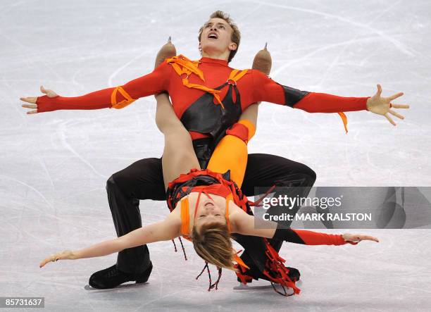 Zoe Blanc and Pierre-Loup Bouquet from France perform during the Ice Dance Free Dance event of the 2009 World Figure skating Championships, at the...