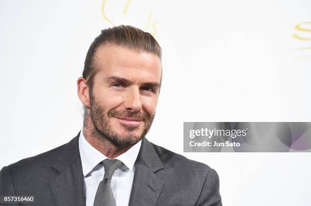 David Beckham attends the press conference for Las Vegas Sands at Palace Hotel on October 4, 2017 in Tokyo, Japan.