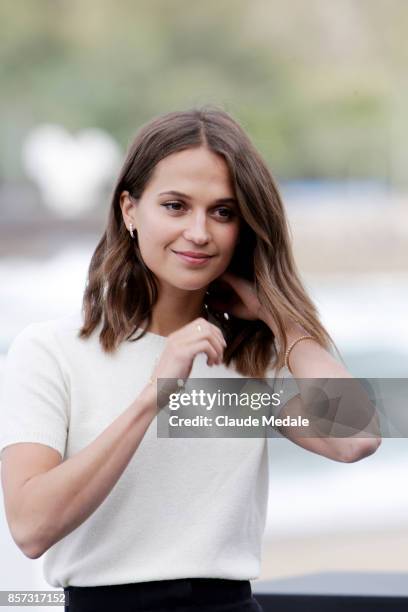 Alicia Vikander attends 'Submergence' photocall during 65th San Sebastian Film Festival on September 22, 2017 in San Sebastian, Spain.