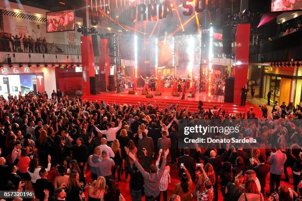 Singing group Village People perform onstage at the Westfield Century City Reopening Celebration on October 3, 2017 in Century City, California.