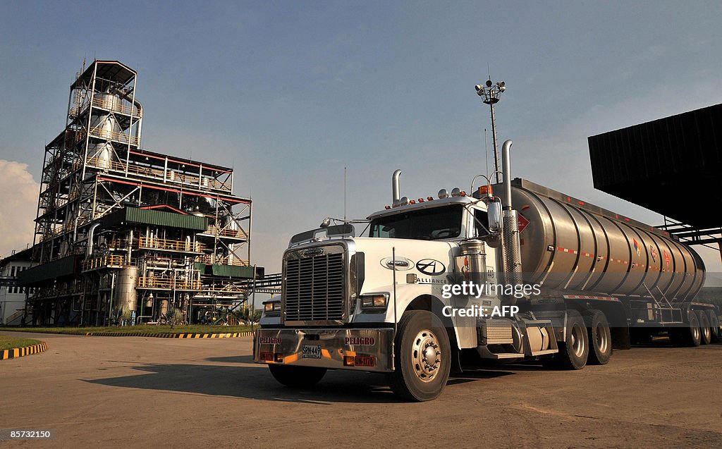 Distilers Lorry A lorry transports ethanol to be mixed with gasoline at the biofuel ...