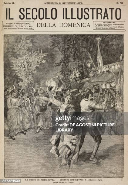 Dance during the Piedigrotta festival in Naples, Italy, September 8 drawing by A Matania, illustration from Il Secolo Illustrato della Domenica, Year...